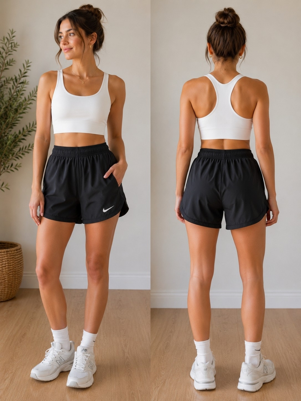 Nike Black Athletic Running Shorts with White Swoosh - Picture 1 of 4